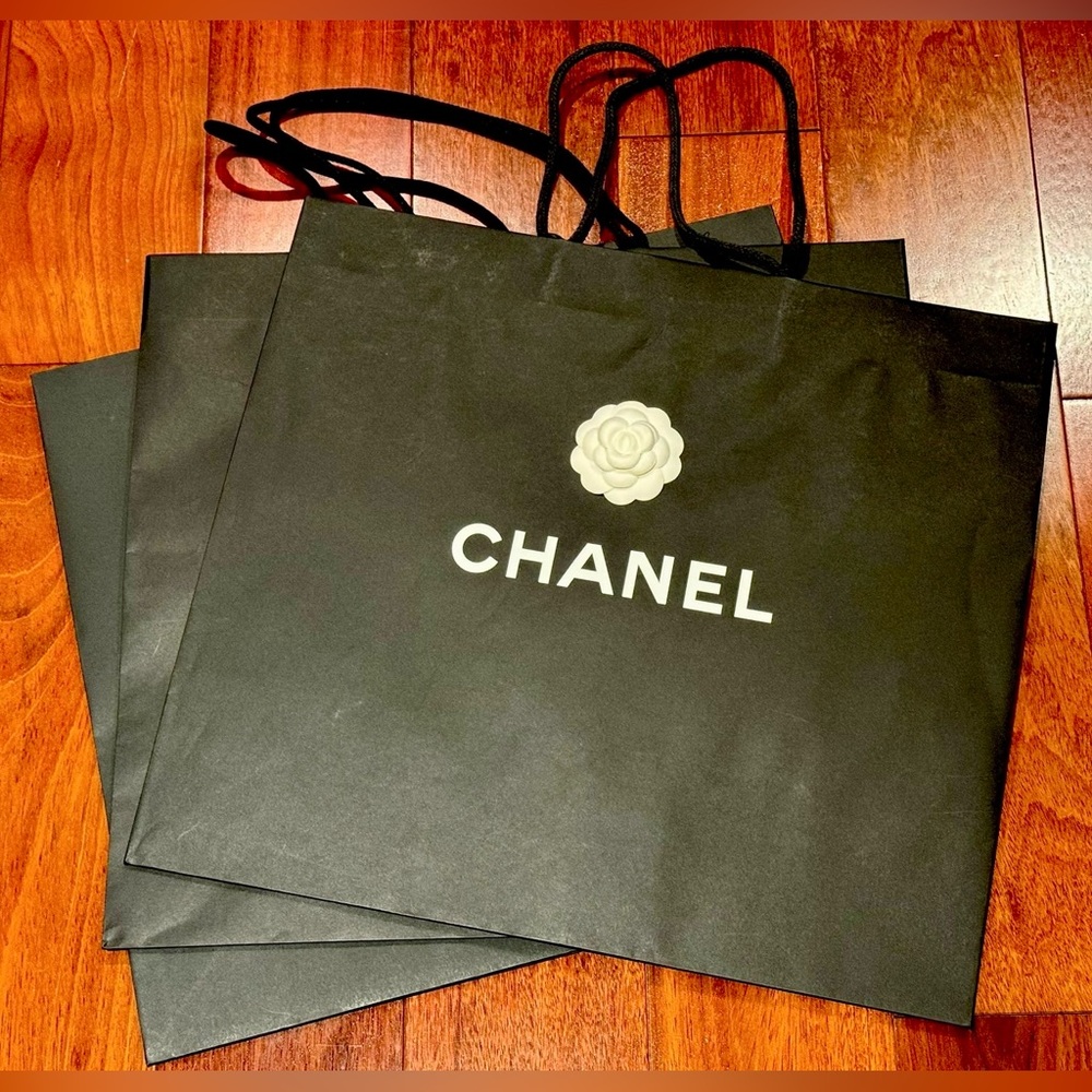 Chanel paper bags with flowers large 19.5”W x 17.5”L
